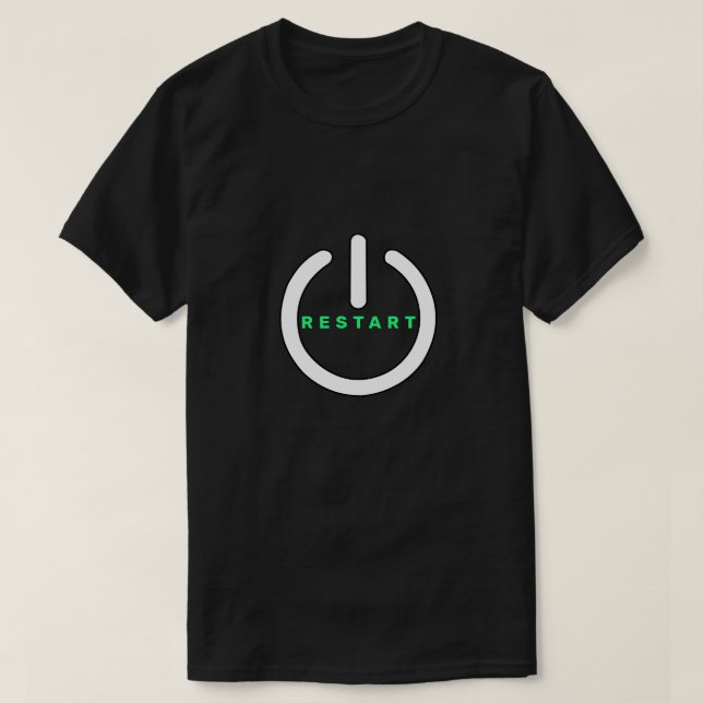 Funny T-Shirt with Reset Button - Custom Text (Design Front)