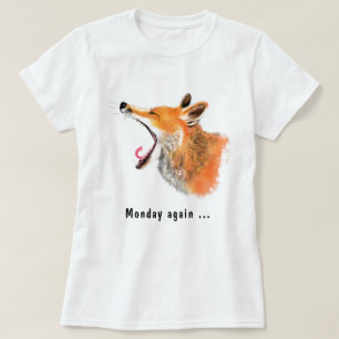 Funny T-Shirt with Yawning Fox - Custom Text