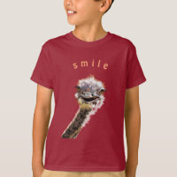 Funny T-Shirts with Happy Ostrich - Smile