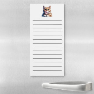 Funny Tabby Cat Blowing Bubbles Gum Pink Fridge Magnetic Notepad