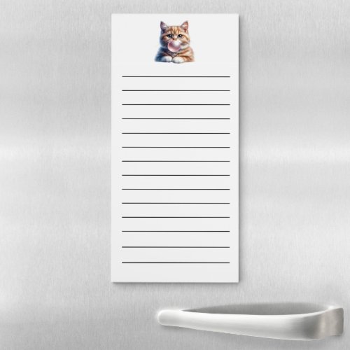 Funny Tabby Cat Blowing Bubbles Gum Pink Fridge  Magnetic Notepad