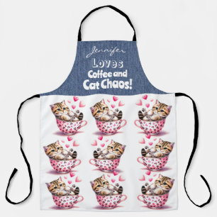 Funny Tabby Cat Coffee Lover All-Over Print Apron