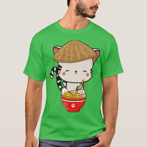 Funny Tabby Cat Eating Ramen T_Shirt