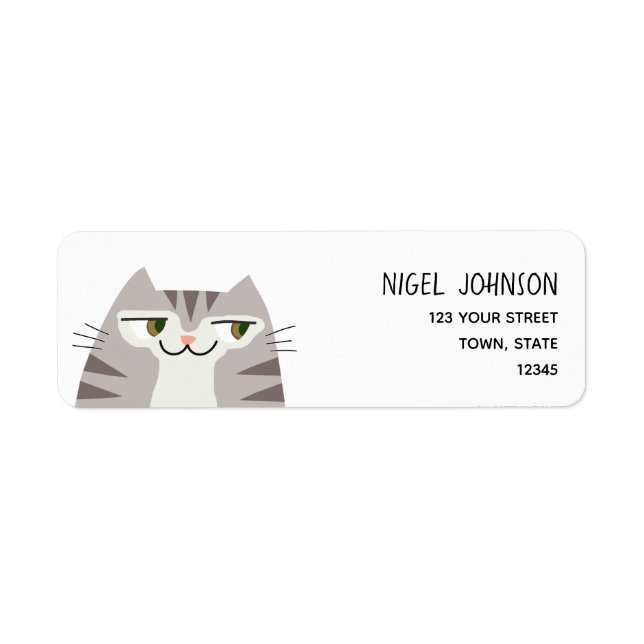 Funny Tabby Cat Return Address Label (Front)
