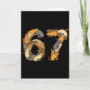 Funny Tabby Cats 6 7 Meme Six Seven Love Alley Cat Card