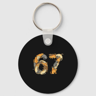 Funny Tabby Cats 6 7 Meme Six Seven Love Alley Cat Keychain