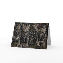 Funny Tabby Punk Band Greeting Card