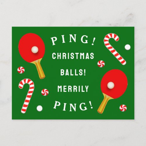 Funny Table Tennis Christmas Holiday Postcard