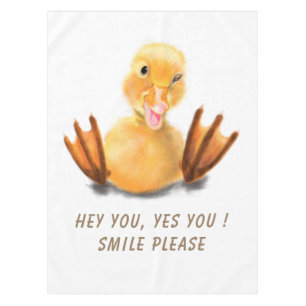 Funny Tablecloth with Happy Yellow Duck - Smile