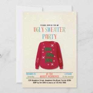 Funny Tacky Ugly Christmas Holiday Sweater Party  Invitation
