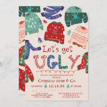 Funny tacky ugly sweater beige corporate Christmas Invitation