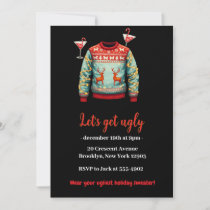 Funny Tacky Ugly Sweater Christmas Party Invitation