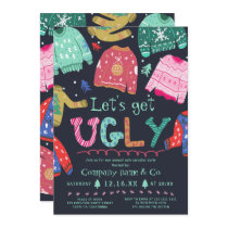 Funny tacky ugly sweater navy corporate Christmas Invitation