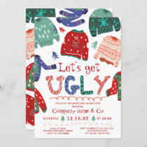 Funny tacky ugly sweater white corporate Christmas Invitation