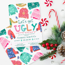 Funny tacky ugly sweater white corporate Christmas Invitation