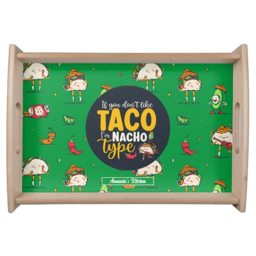 Funny Taco and Nachos Pun Cinco De Mayo Pattern Serving Tray