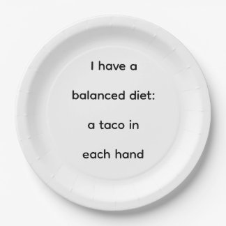 Funny Taco Balanced Diet Paper Plate