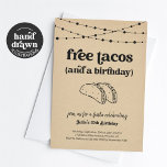 Funny Taco Birthday Party Invitation<br><div class="desc">Free Tacos (and a Birthday).  Enjoy a fun birthday party invitation that puts the spotlight on...  tacos!  Artwork is hand drawn.  Coordinating items are available in the 'Taco Birthday Party' Collection within my store.</div>