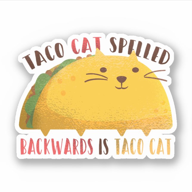 Funny Taco Cat Cartoon Teen Boy Girl Mexican Gifts Sticker (Front)