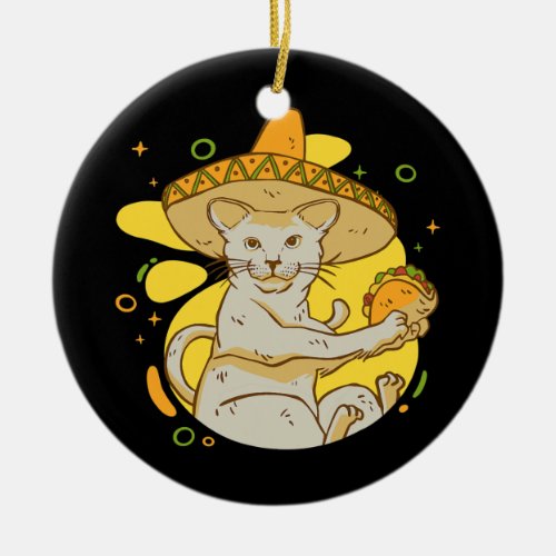 Funny Taco Cat Mexican Food men woman kids youth  Ceramic Ornament