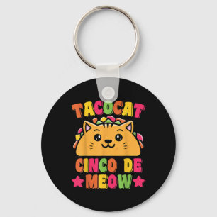 Funny Taco Cat Pun Tacocat Cute Taco Lover Cinco D Keychain