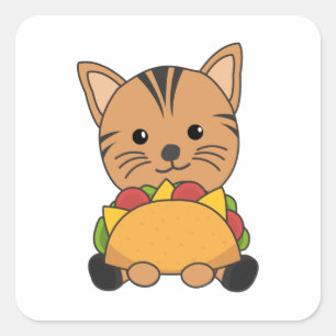 Funny Taco Cats Tacos Mexico Cute Cat Square Sticker