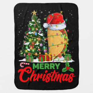 Funny Taco Christmas Tree Lights Mexican Baby Blanket