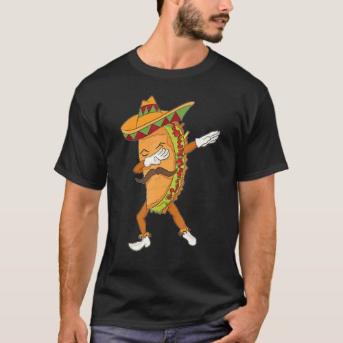 Funny Taco Dabbing Post Mexican Food Junkie 5 De M T_Shirt