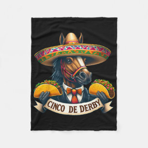 Funny Taco Horse Racing Vintage Cinco De Der Fleece Blanket