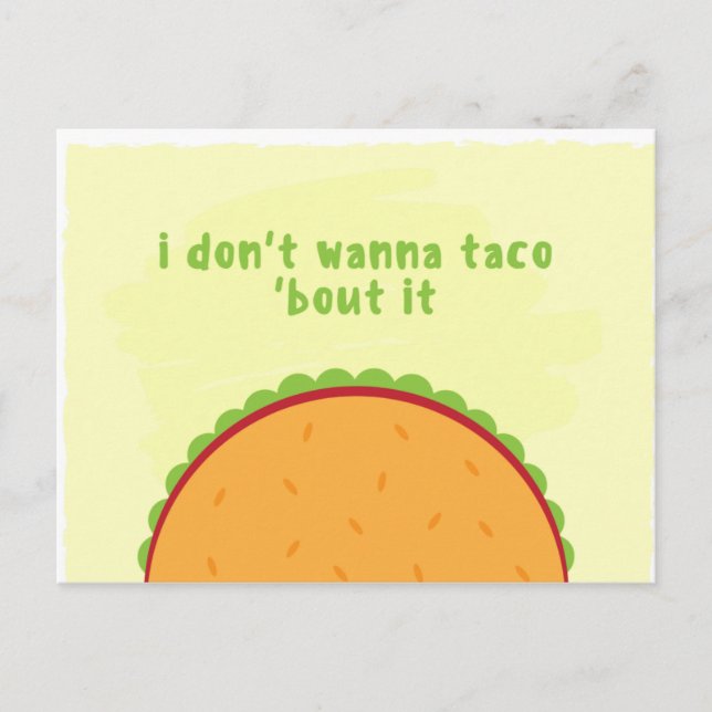 Funny Taco Illustration Food Icon Postcard (Front)