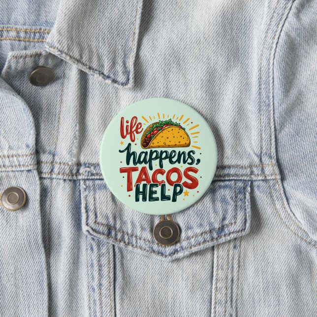 Funny Taco Lover Fiesta Foodie Humor Art  Button (In Situ)
