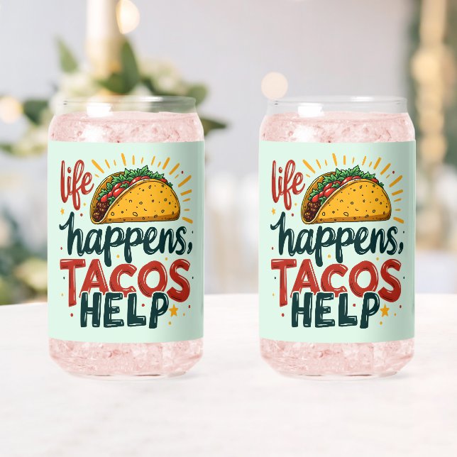 Funny Taco Lover Fiesta Foodie Humor Art  Can Glass (Insitu (Wedding))