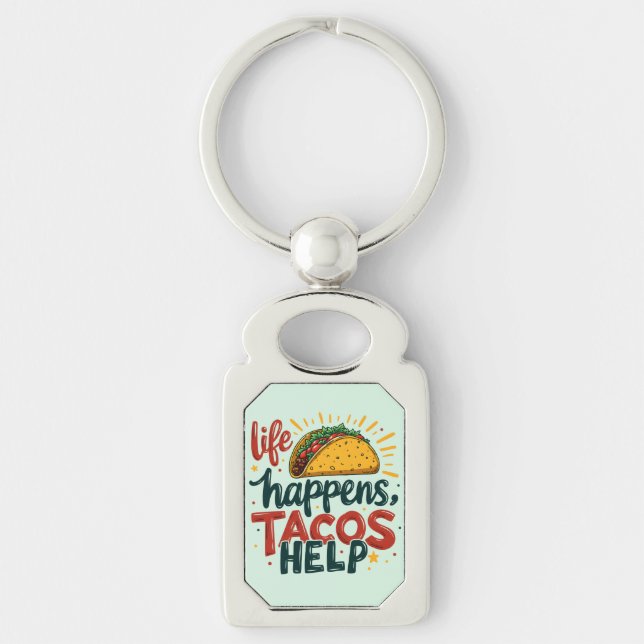 Funny Taco Lover Fiesta Foodie Humor Art  Keychain (Front)