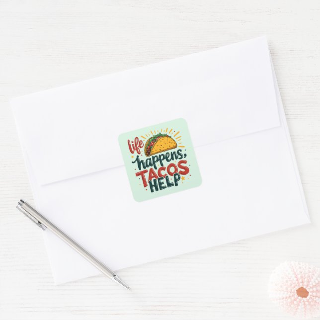 Funny Taco Lover Fiesta Foodie Humor Art  Square Sticker (Envelope)