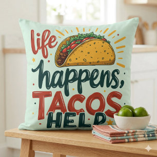 Funny Taco Lover Fiesta Foodie Humor Art  Throw Pillow