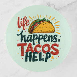 Funny Taco Lover Fiesta Foodie Humor Art Trinket Tray