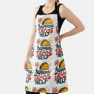 Funny Taco Lover Fiesta Foodie Humor Art White Apron
