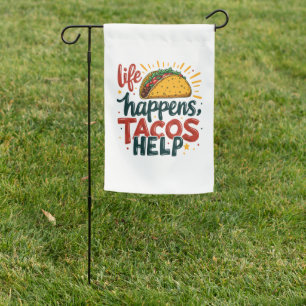 Funny Taco Lover Fiesta Foodie Humor Art White Garden Flag