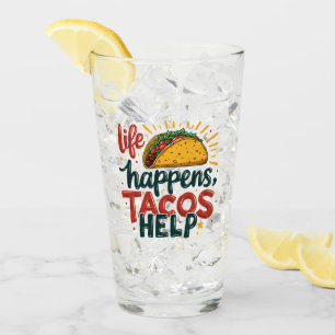 Funny Taco Lover Fiesta Foodie Humor Art White Glass