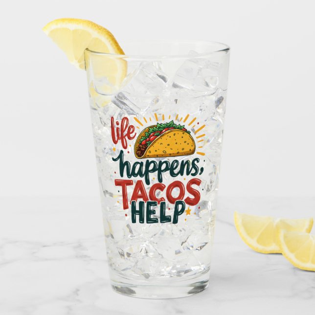Funny Taco Lover Fiesta Foodie Humor Art White Glass (Front Ice)