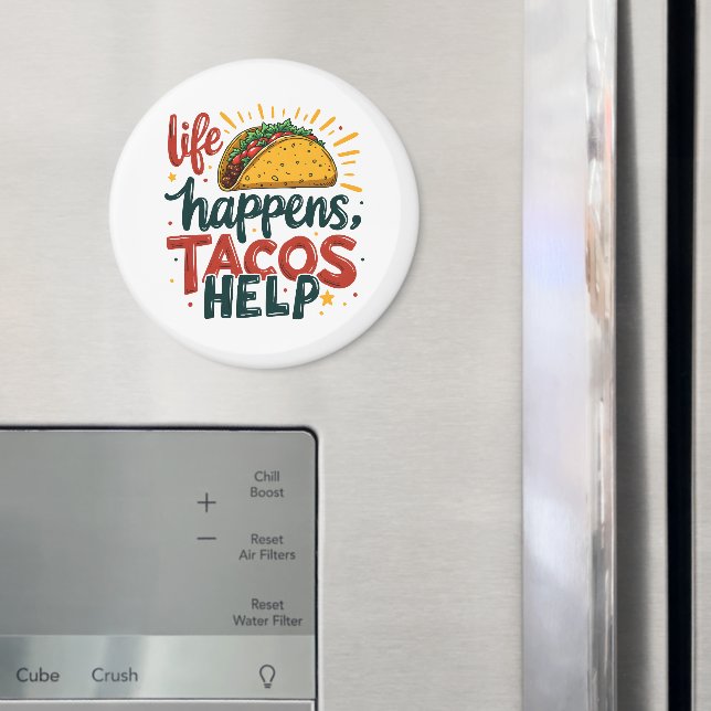 Funny Taco Lover Fiesta Foodie Humor Art White Magnet (In Situ (Fridge))