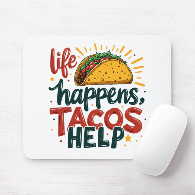 Funny Taco Lover Fiesta Foodie Humor Art White Mouse Pad (With Mouse)