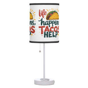 Funny Taco Lover Fiesta Foodie Humor Art White Table Lamp