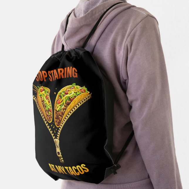 Funny Taco Lover Stop Staring Drawstring Bag (Insitu)
