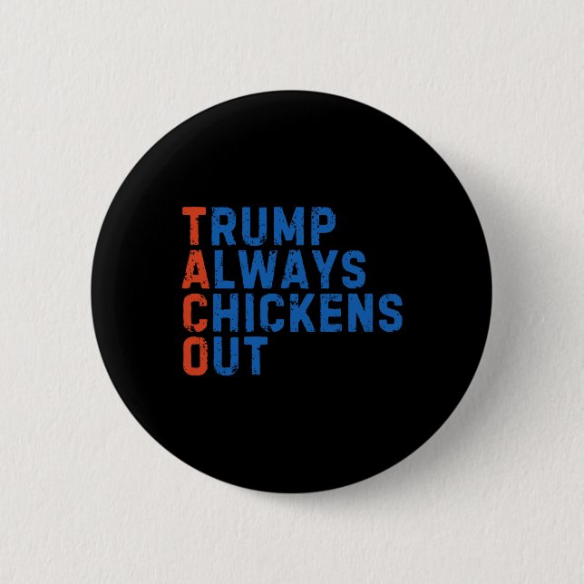 Funny Taco Meme Trump Always Chickens Out Tariff M Button (Front)