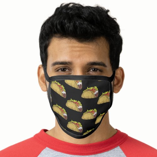 Funny Taco Mexican Food Pattern Black Face Mask