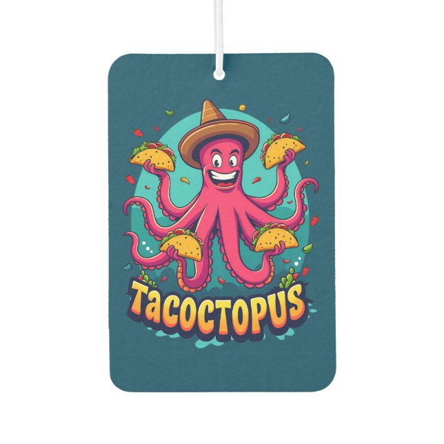 Funny Taco Octopus Cartoon Food Pun Air Freshener (Front)