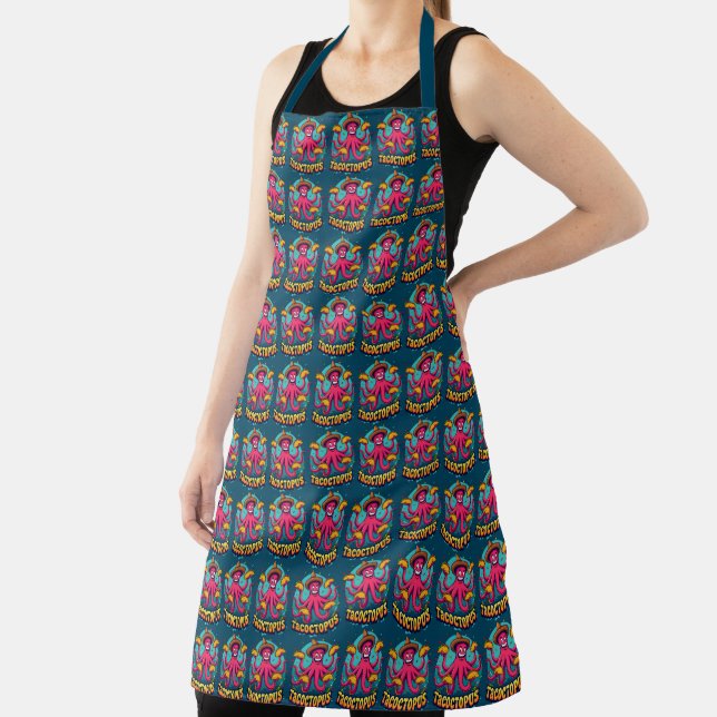 Funny Taco Octopus Cartoon Food Pun Apron (Insitu)