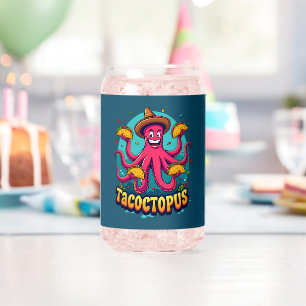 Funny Taco Octopus Cartoon Food Pun Can Glass