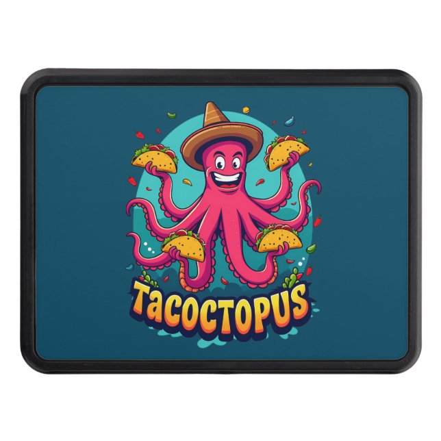 Funny Taco Octopus Cartoon Food Pun Hitch Cover (Front)